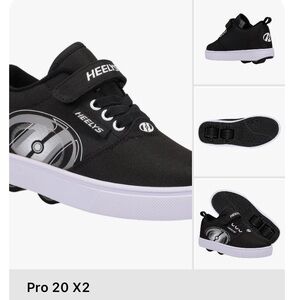 Heelys Pro 20 X2 Black White Kids Shoes Size 2 Big Kid